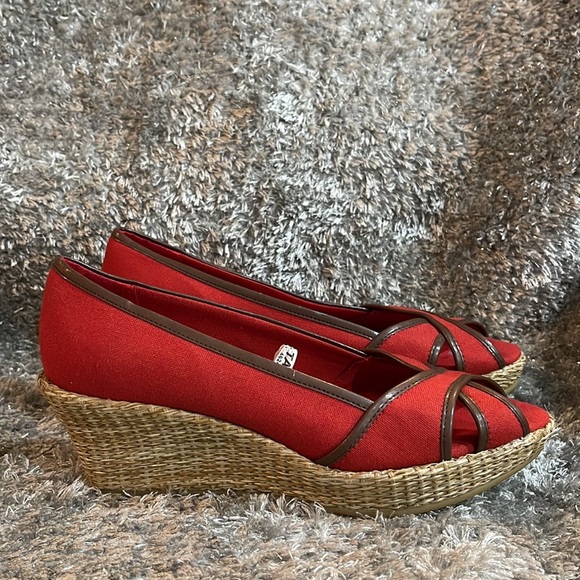 NWOT- Merona Wenda Peep toe Wicker Style Wedges Heels - Picture 4 of 11